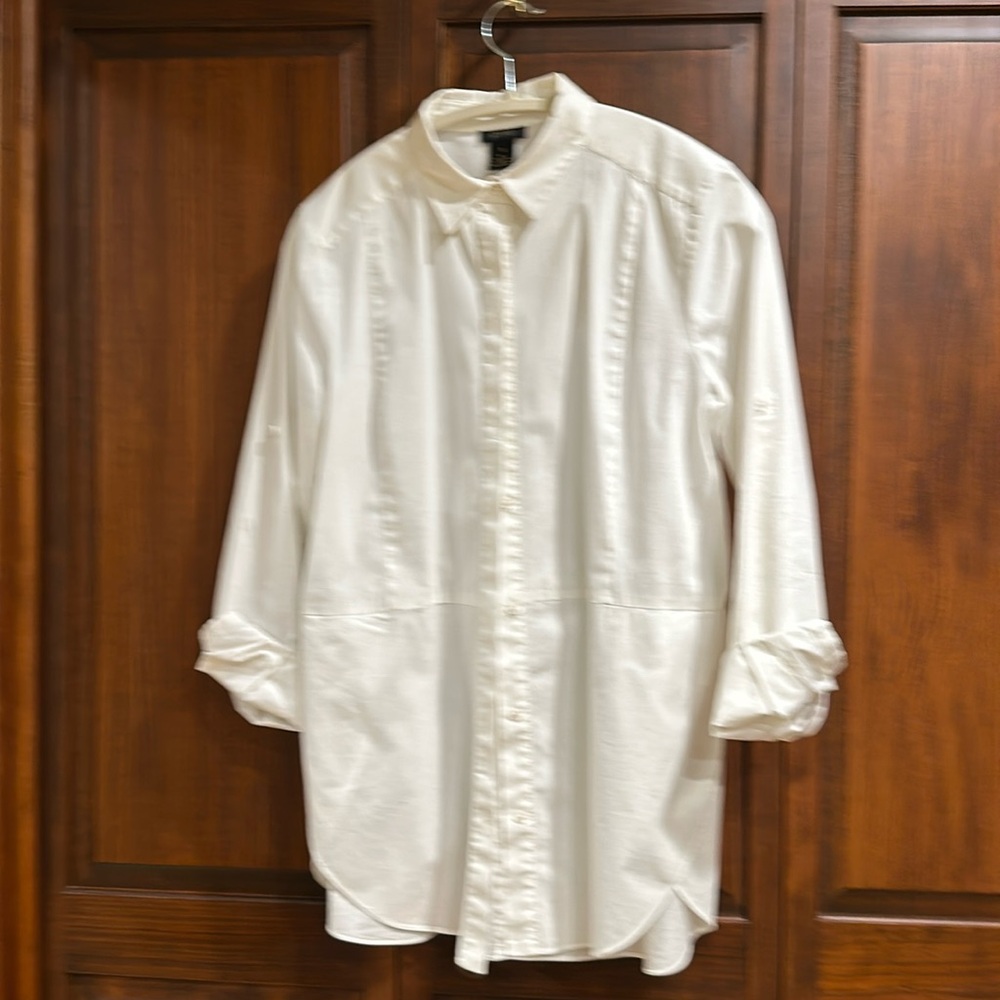 Prive women’s white blouse, size extra small, cotton spandex blend
